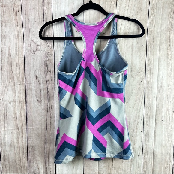 Nike Dri-fit Slim Fit Pink and Gray Chevron Racerback Tank Top - Picture 6 of 10